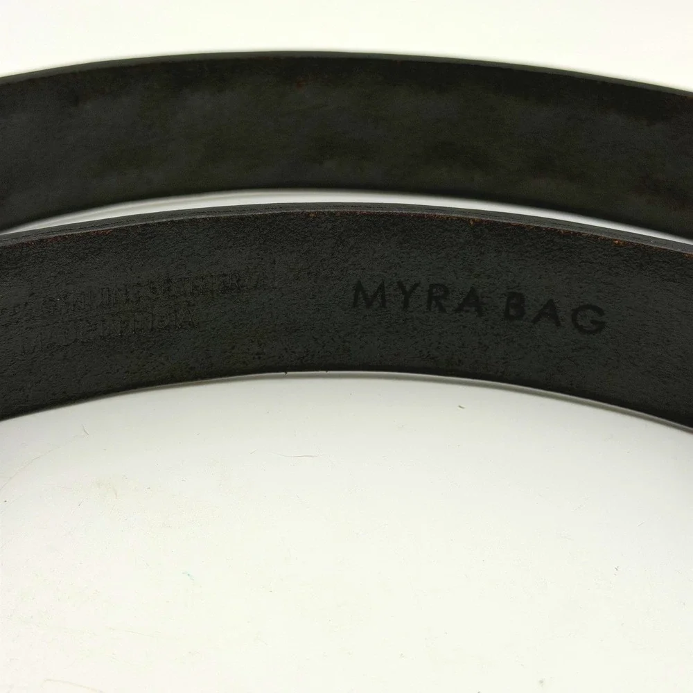 Myra Bag Floral Tooled Leather Handbag/Purse Strap Turquoise Whipstitch Black - Picture 5 of 8